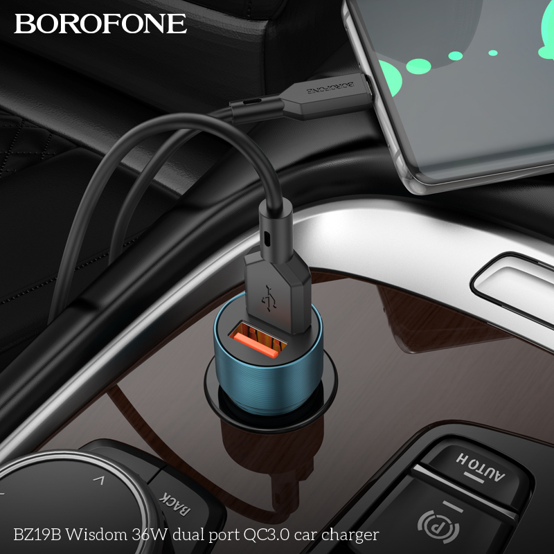 BOROFONE BZ19B Wisdom dual USB-A car charger 36 W NZ 7